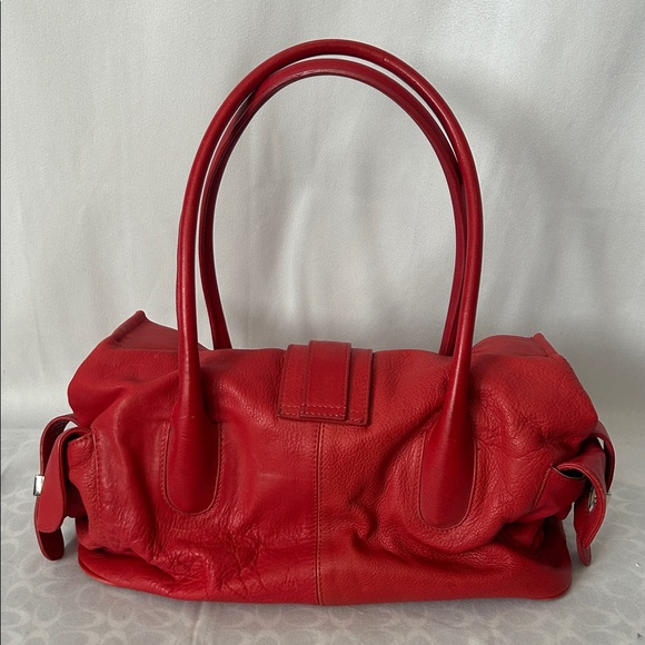 Barr + Barr Luxurious Red Leather Double Handle Travel Tote Bag Purse 🌺🌺 - Picture 2 of 11